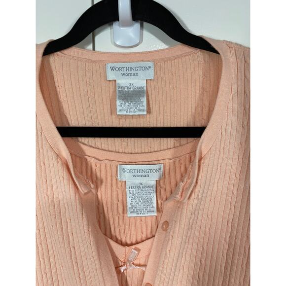 Worthington Woman Cotton Blend Cardigan Sweater 2X & Matching Tank 1X Set - Picture 4 of 11